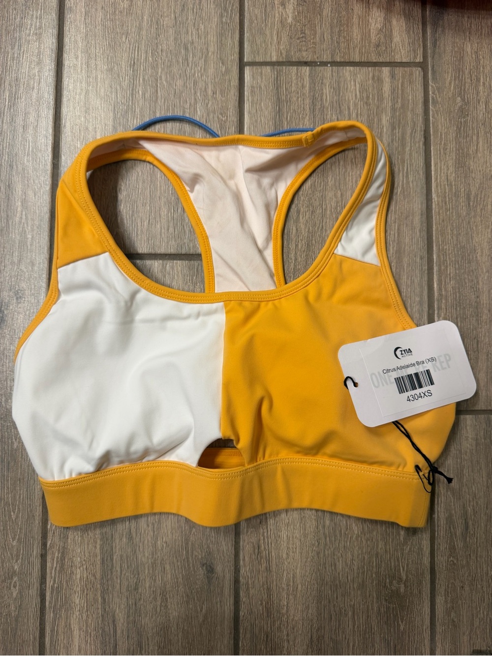 ZYIA Active NWT Citrus Adelaide Yellow & White Color Block Racerback Sports Bra
